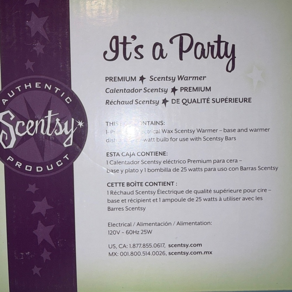 Scentsy Ceramic It’s A Party Warmer + melts - Picture 5 of 5
